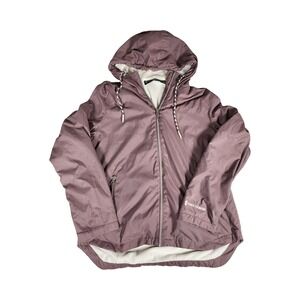 Free Country Womens Mauve Fleece Lined Hooded Windbreaker Jacket Size M Purple